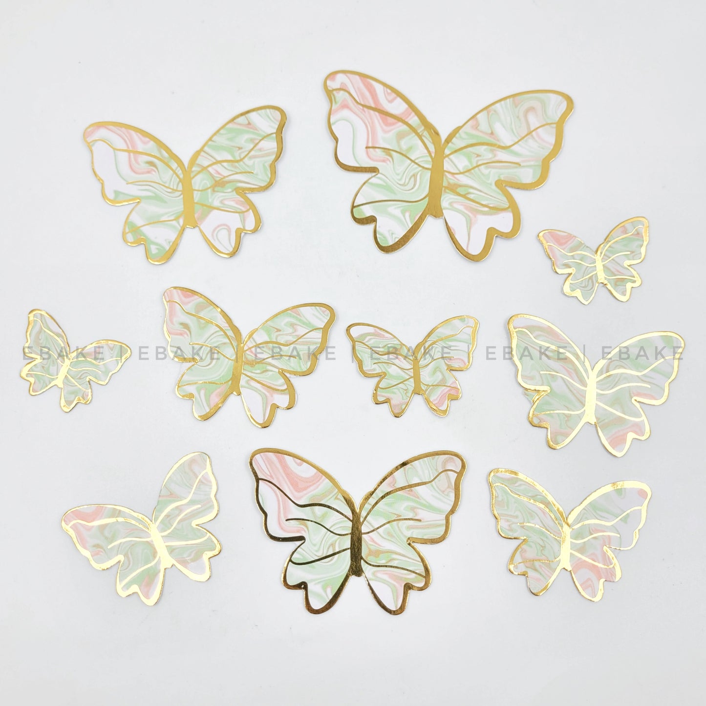 Paper Butterflies Green & Pink - Foldable (Set of 10 Pieces)