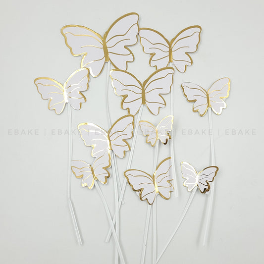 White Paper Butterflies With Twistable Stick - Foldable