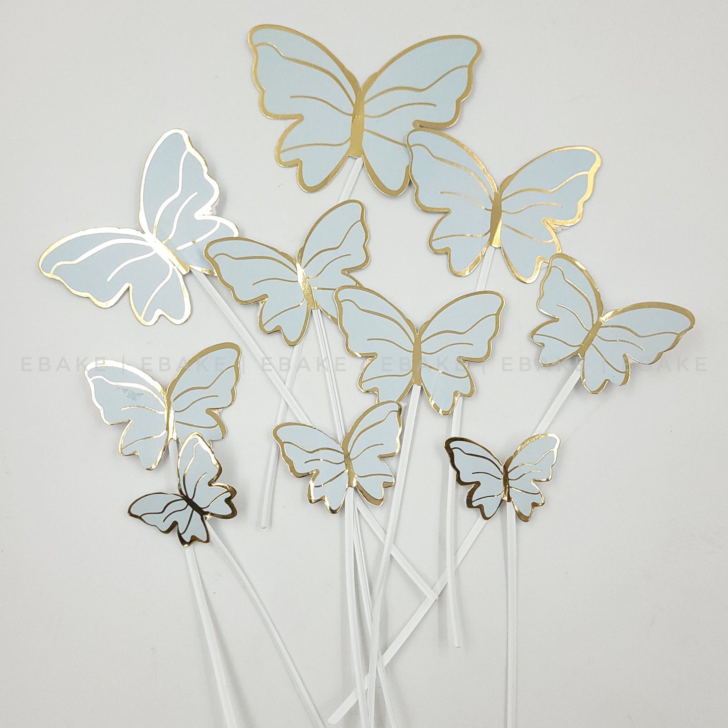 Blue Paper Butterflies With Twistable Stick - Foldable