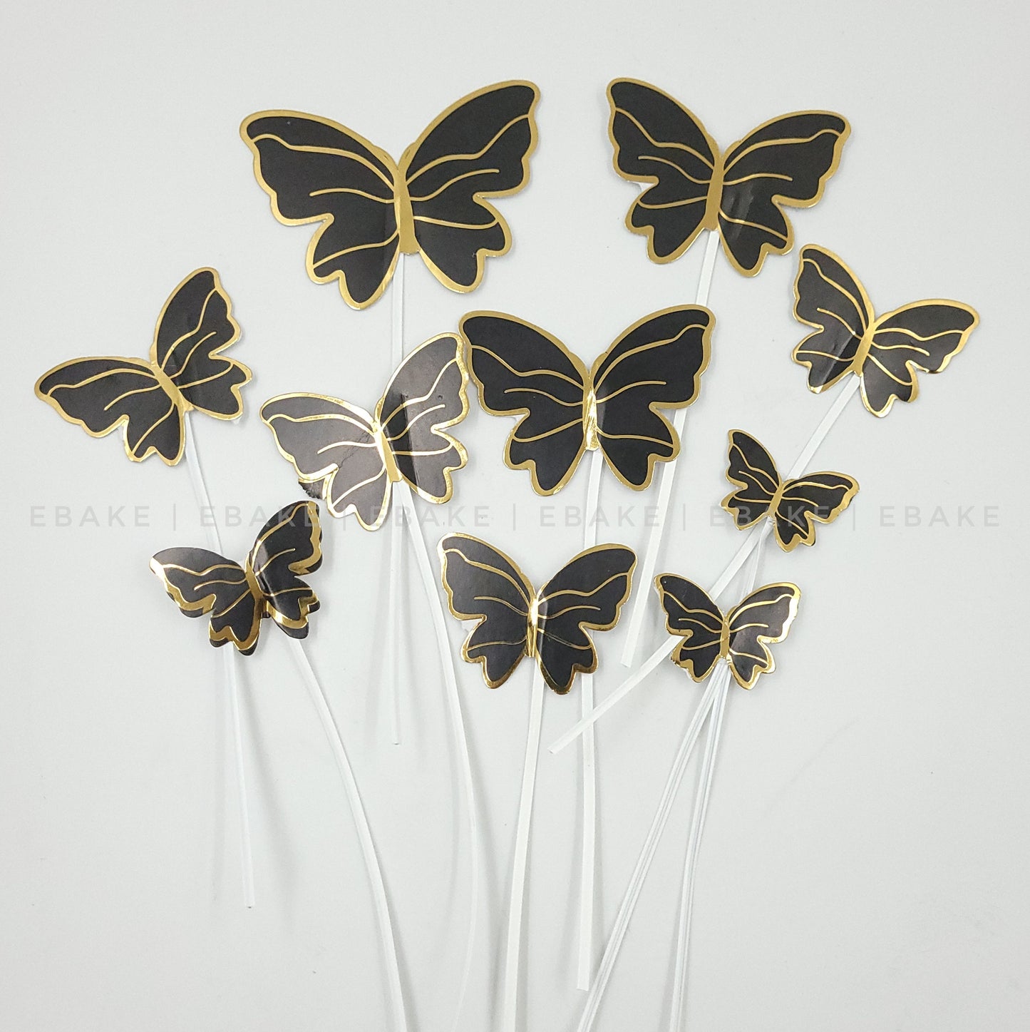 Black Paper Butterflies With Twistable Stick - Foldable