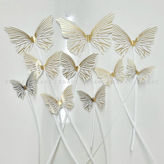 White Paper Butterflies With Twistable Stick - Foldable