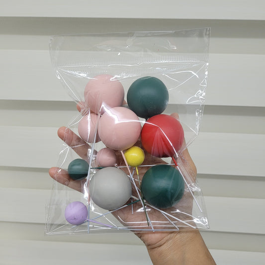 Assorted Faux Balls Matte Finish (Random Mix colors & Size) - Set Of 12 Pieces