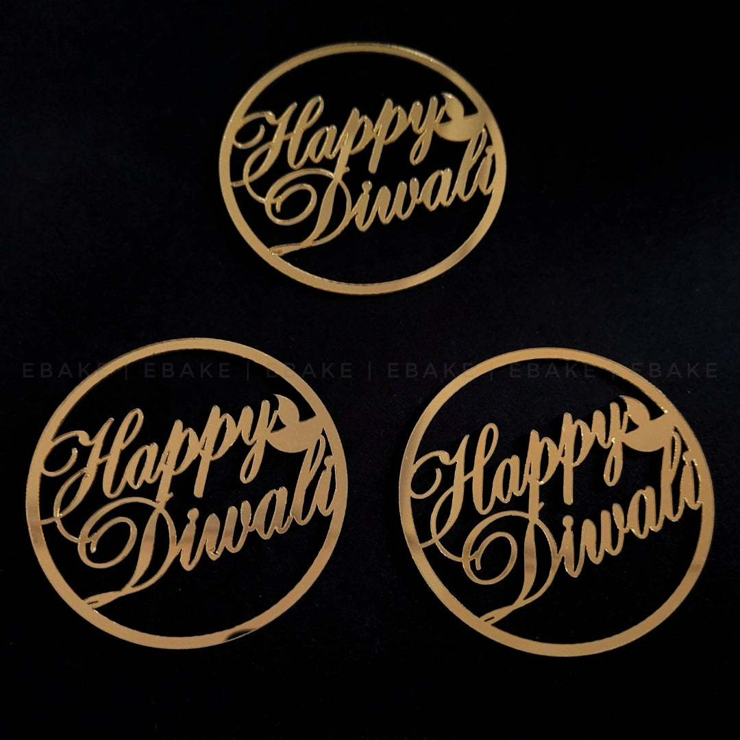 Happy Diwali 3 Inch Acrylic Cutout (Set of 3) A581