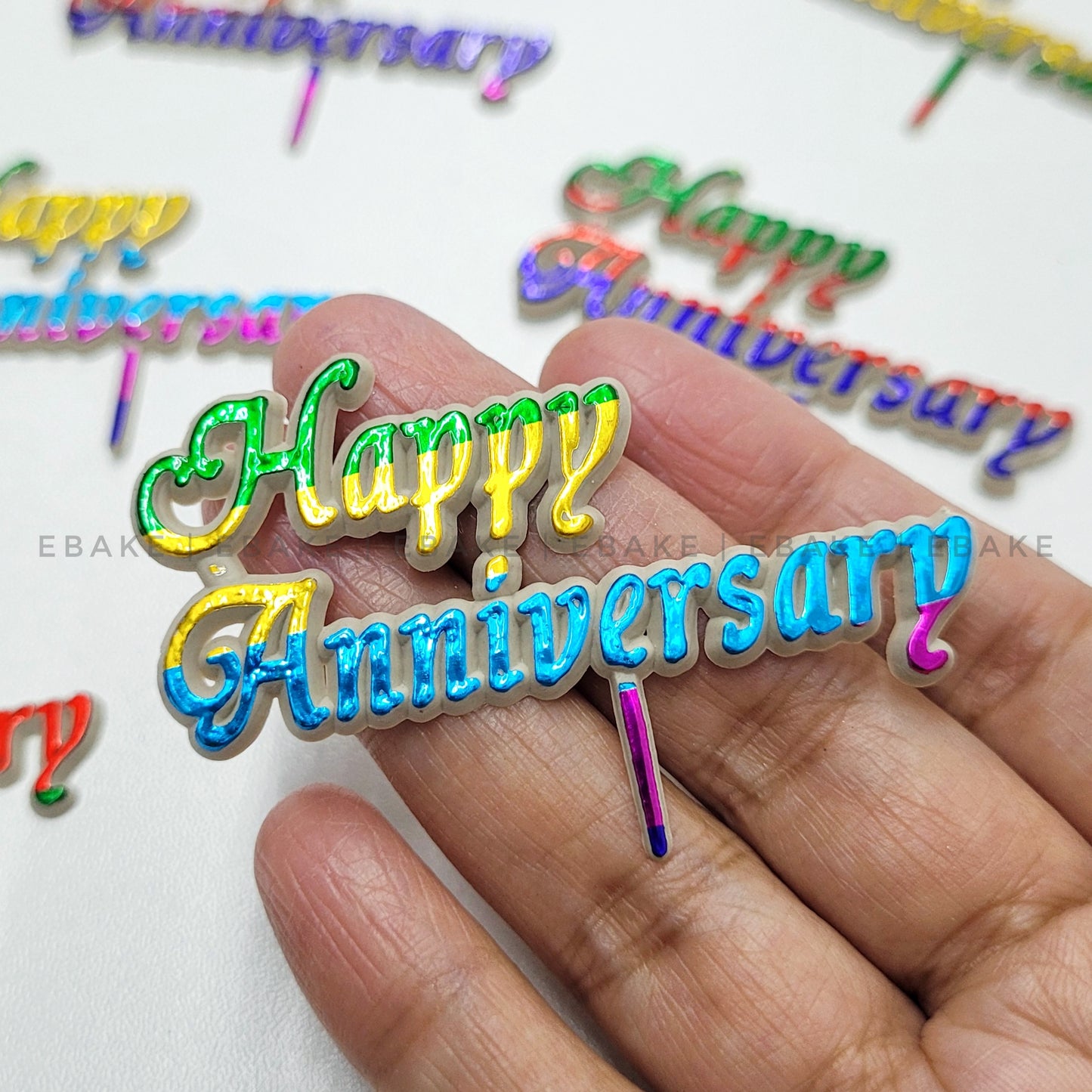 Happy Anniversary Mini Topper Plastic (Set of 10 pieces)