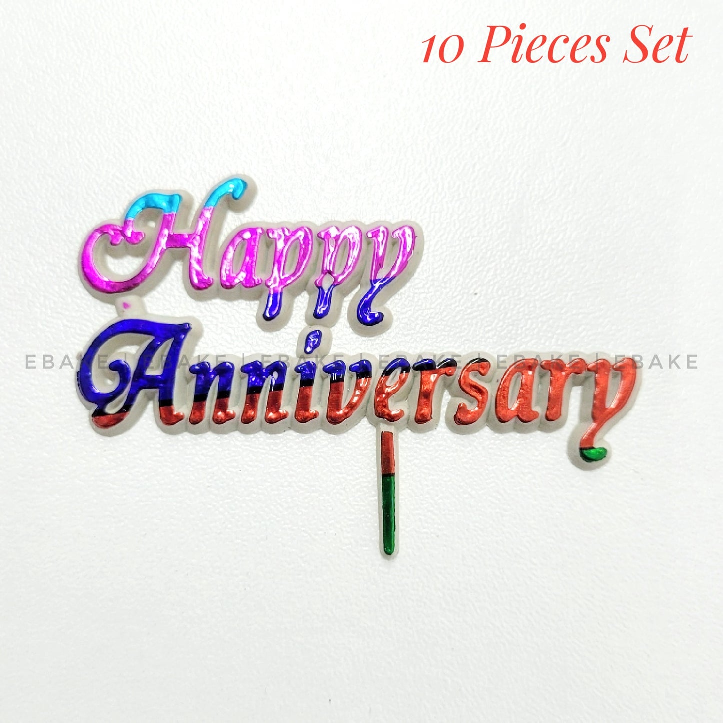 Happy Anniversary Mini Topper Plastic (Set of 10 pieces)