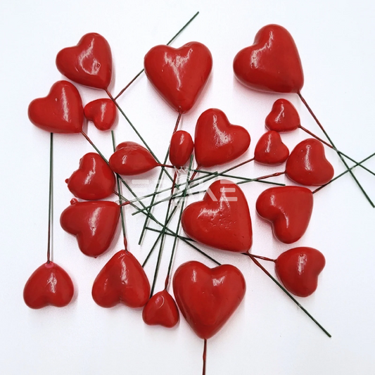 Red Faux Hearts - Set Of 20 Pieces