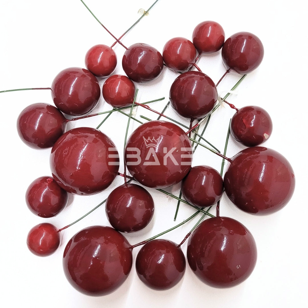 Maroon Faux Balls - Set Of 20 Pieces