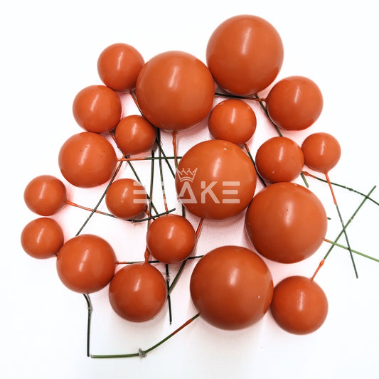 Dark Orange Faux Balls - Set Of 20 Pieces