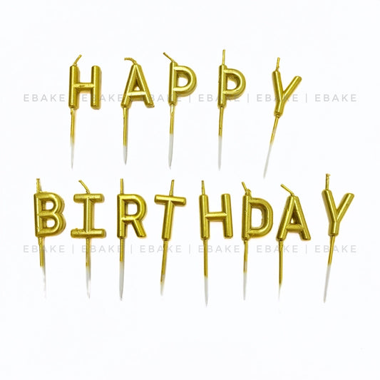 HAPPY BIRTHDAY Letter Candle Set - Gold
