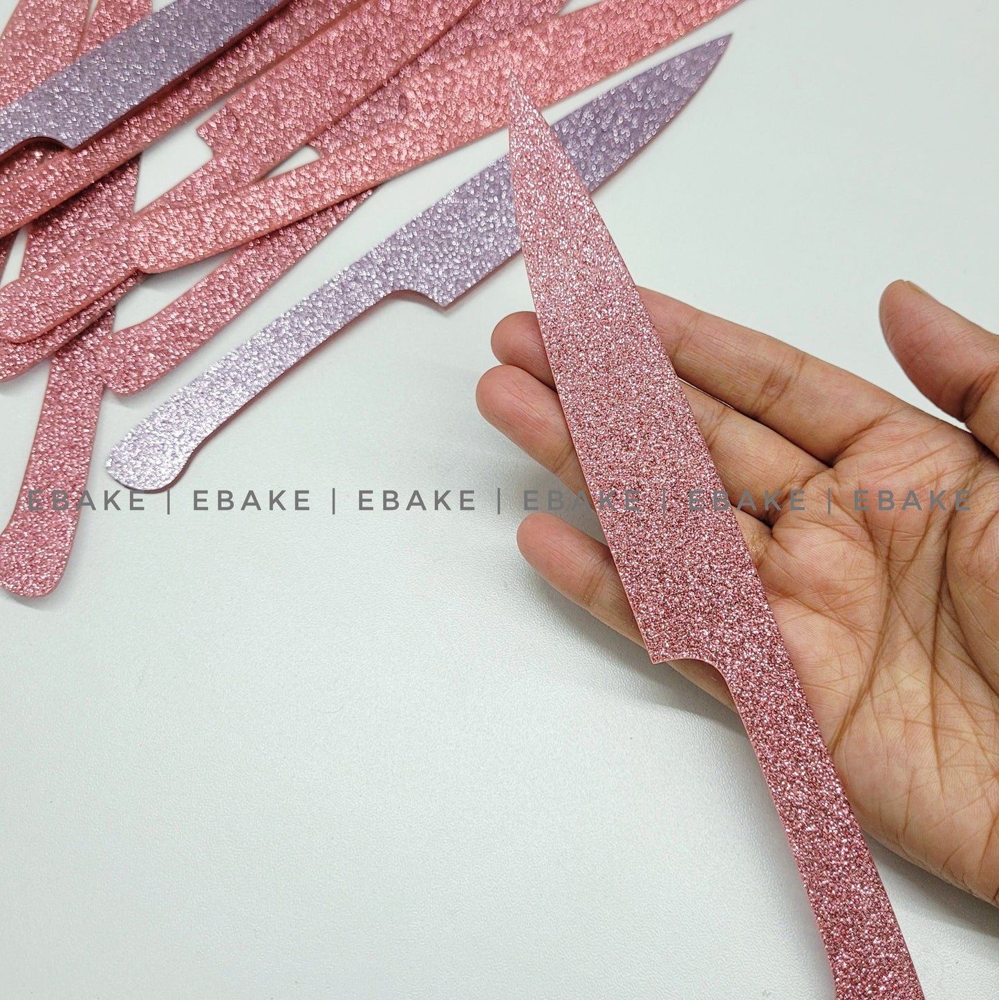 Acrylic Knife Pink Glitter (Set of 10) EBAKE