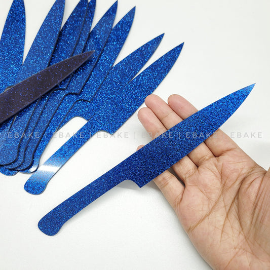 Acrylic Knife Blue Glitter (Set of 10)