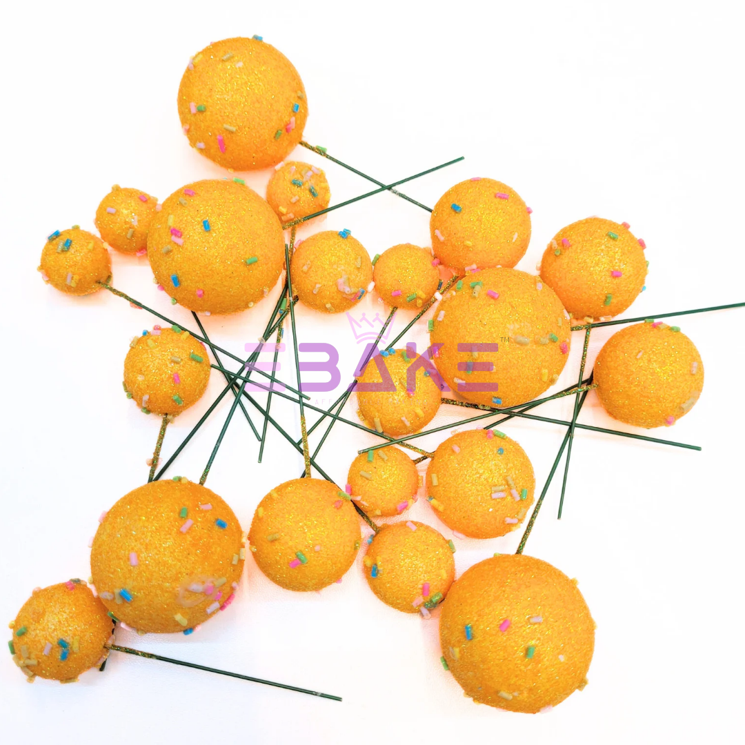 New Faux Balls With Sprinkles Orange - Set Of 20 Pieces