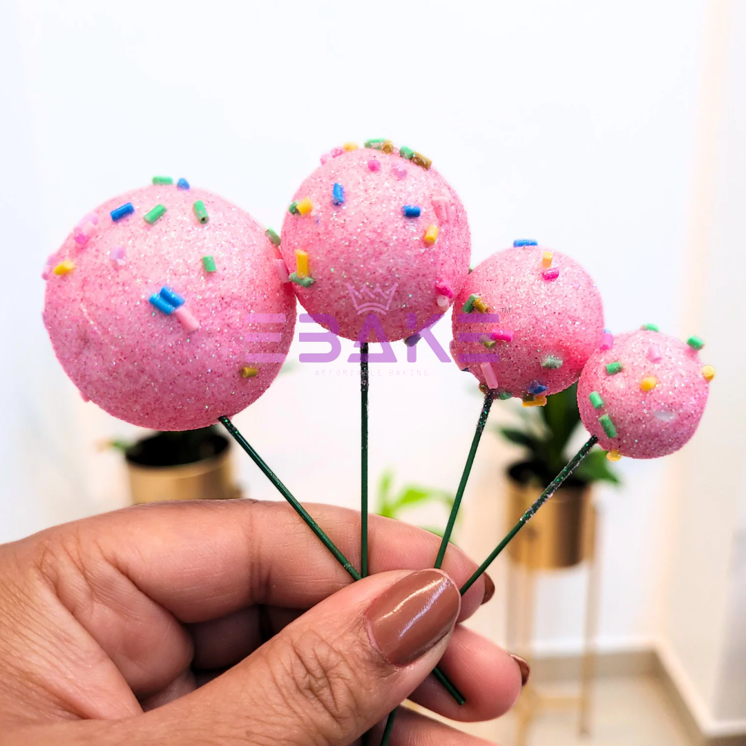 Faux Balls With Sprinkles Pink - Set Of 20 Pieces