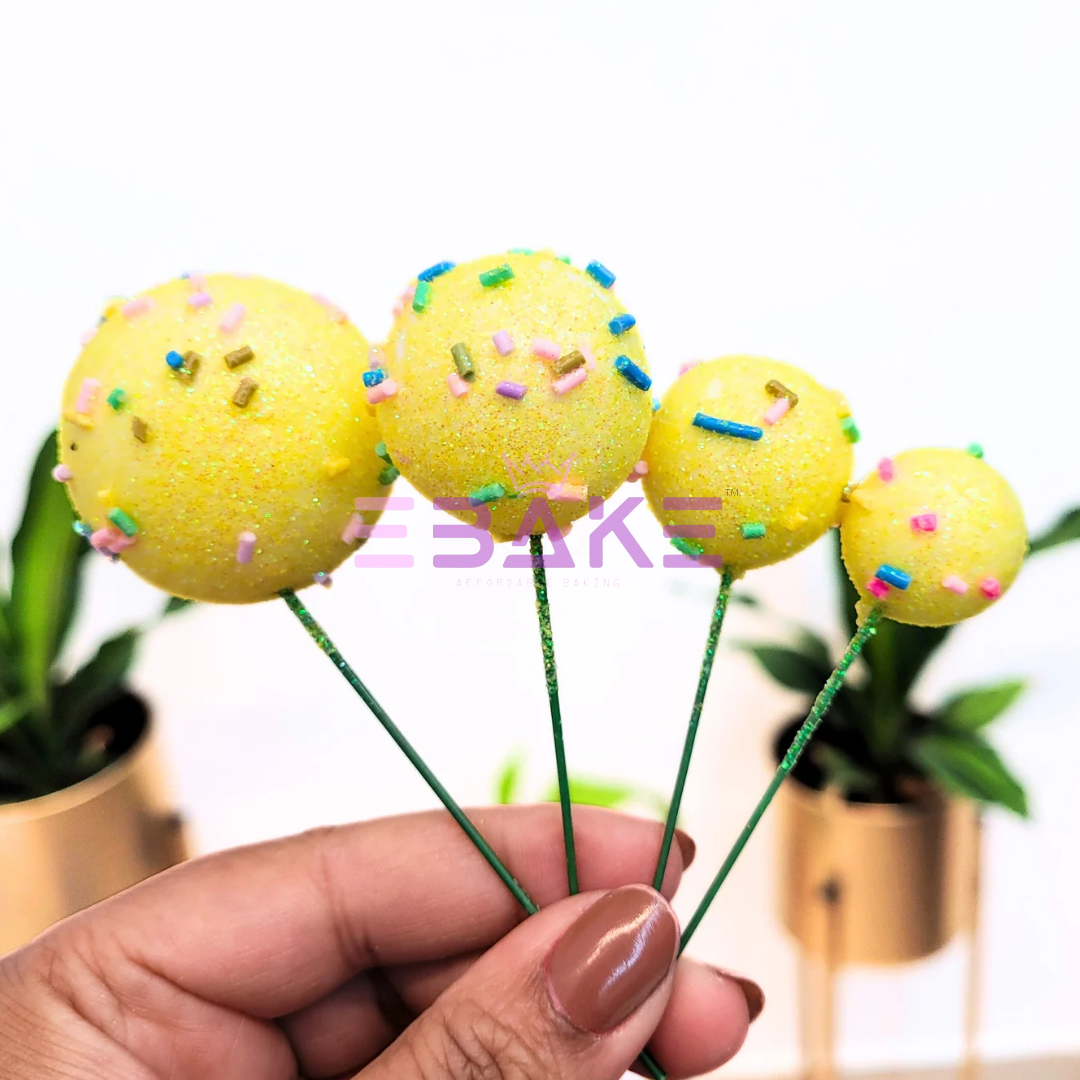 New Faux Balls With Sprinkles Yellow - Set Of 20 Pieces