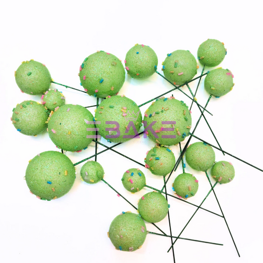 New Faux Balls With Sprinkles Green - Set Of 20 Pieces