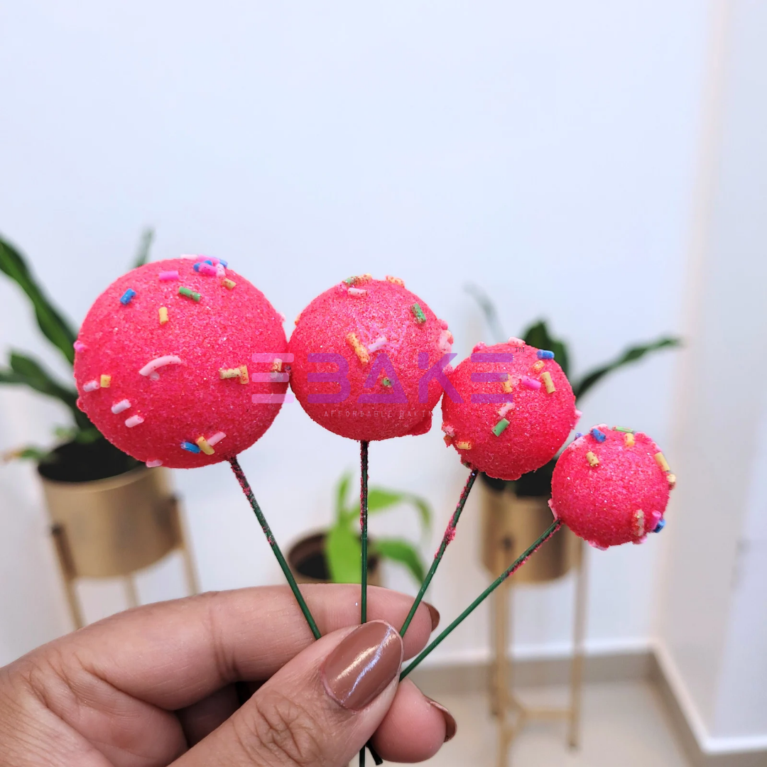 New Faux Balls With Sprinkles Hot Pink - Set Of 20 Pieces