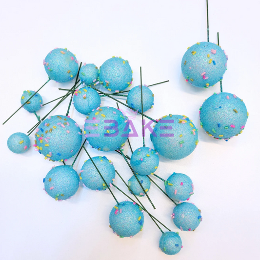 Faux Balls With Sprinkles Blue - Set Of 20 Pieces