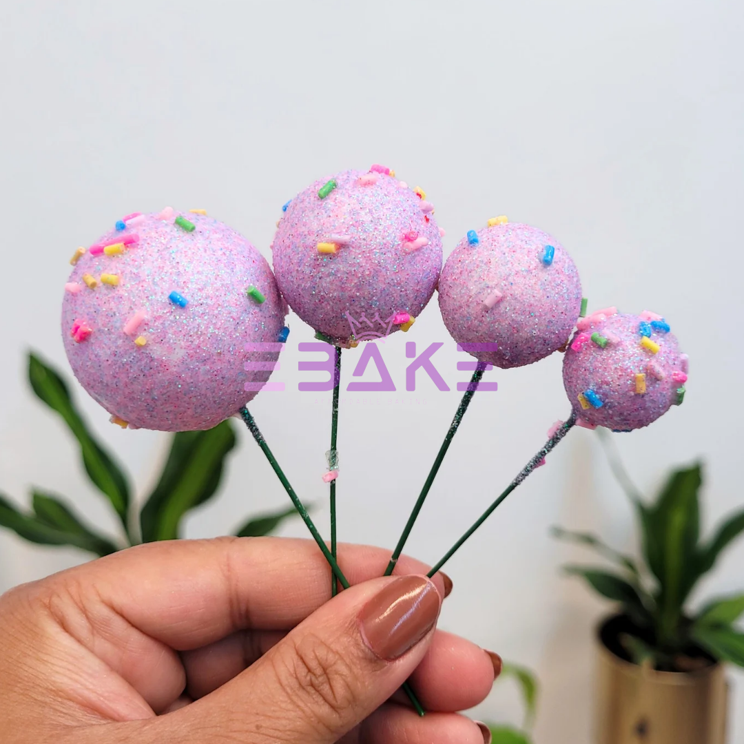 12 Pieces New Faux Balls With Sprinkles - Lavender