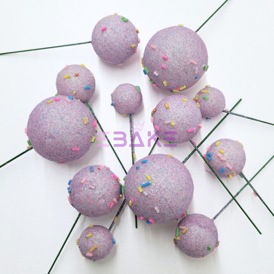 12 Pieces New Faux Balls With Sprinkles - Lavender