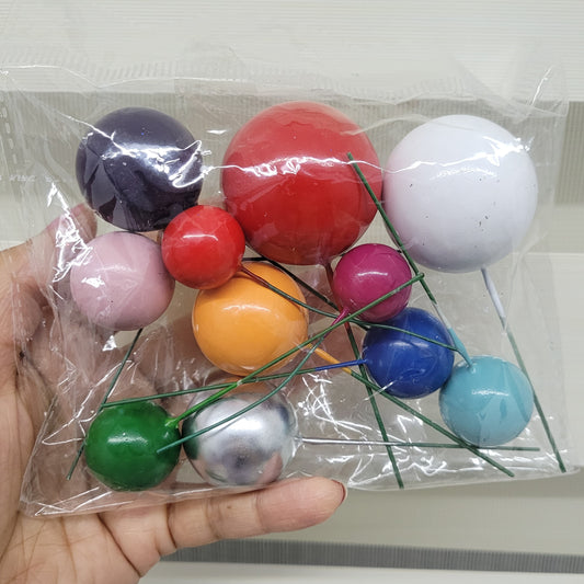 Assorted Faux Balls(Random Mix colors & Size) - Set Of 12 Pieces