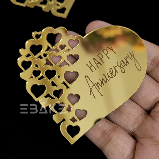 Happy Anniversary Heart Shape Coin Topper (Cake Charm) - Set of 6