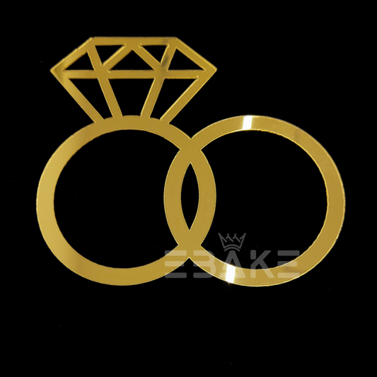 Ring Cake Topper Cutout Golden for Engagement 5”