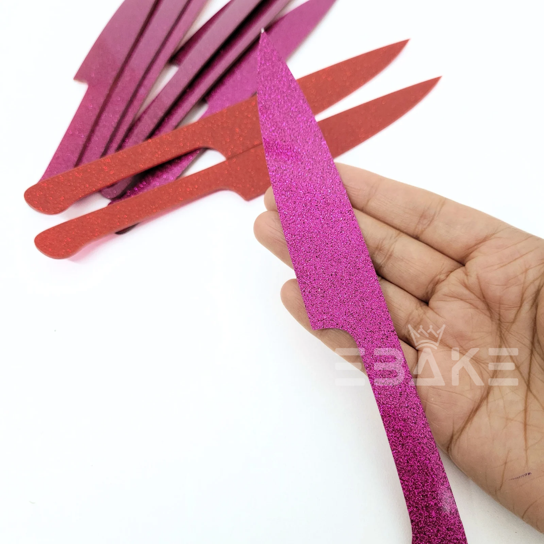 Acrylic Knife Purple & Red Glitter Double Colour (Set of 10)