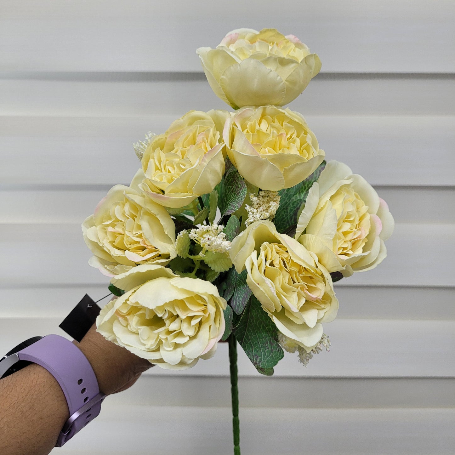 A970 Light Yellow Peony Bunch With Fillers