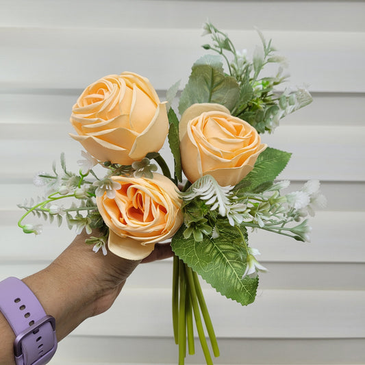 A979 Apricot Rose Bunch With Fillers
