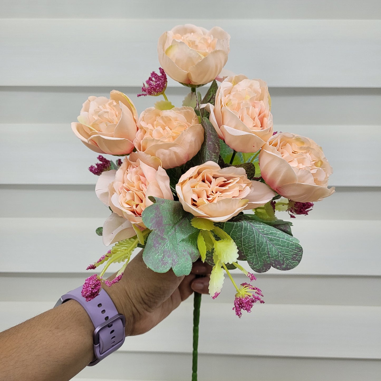 A1005 Light Peach Peony Bunch With Fillers