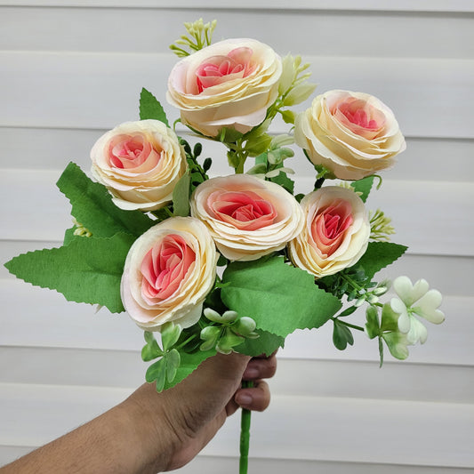 A1039 Shaded Pink & Yellow Rose Bunch (6 Roses With Fillers)