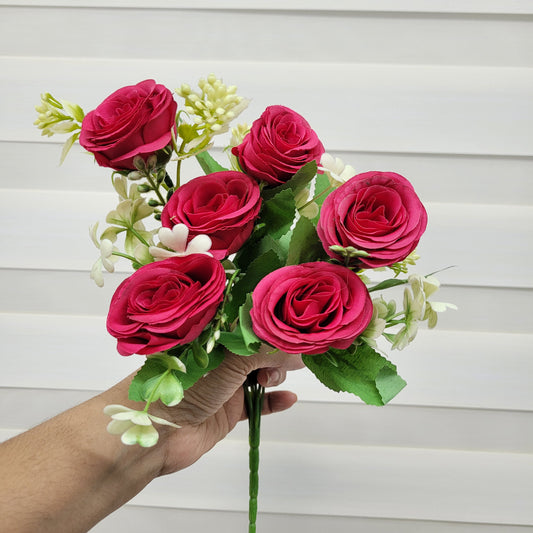 A1042 Hot Pink Rose Bunch (6 Roses With Fillers)