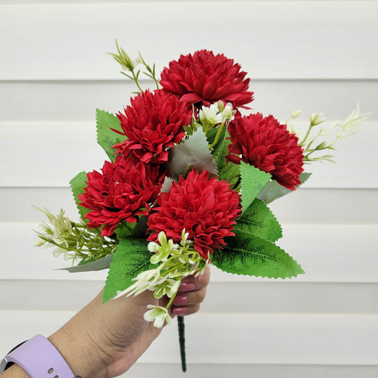 A1149 Red Small Dahlia Bunch (5 Dahlias With Fillers)