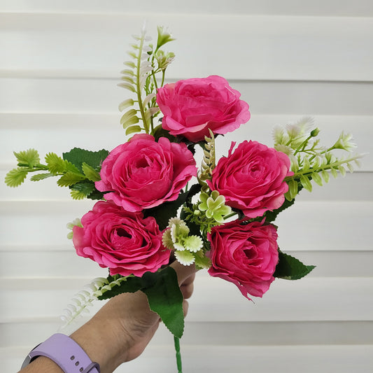 A1161 Hot Pink Rose Bunch (5 Roses With Fillers)