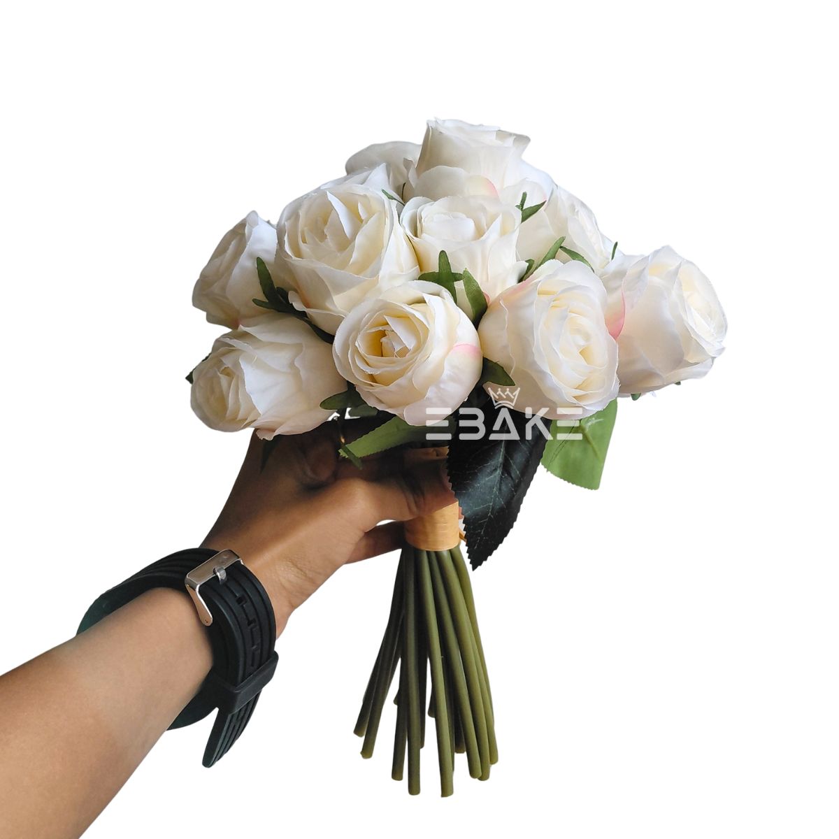 A2023 Artificial Rose Bouquet/Rose Bunch Bridal Bouquet (Cream Mix) 18 Roses