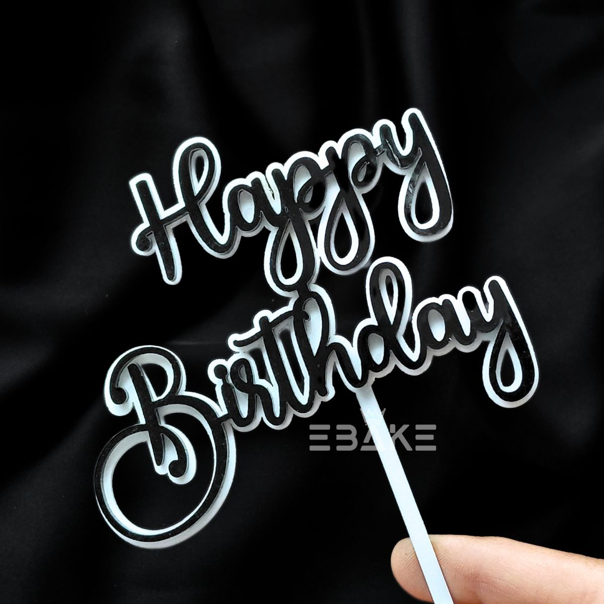 Happy Birthday Double Color Cake Topper