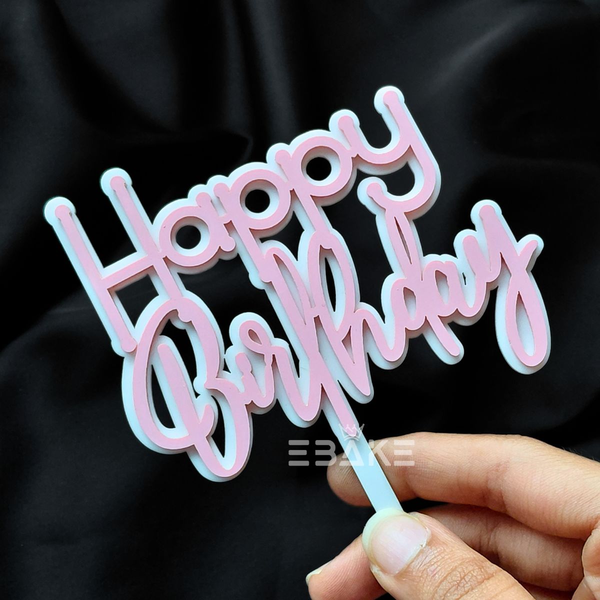 Happy Birthday Double Color Cake Topper