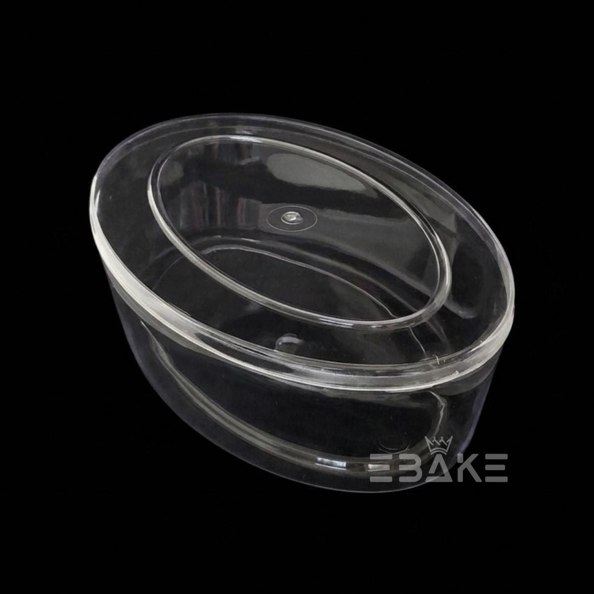 650ml Oval Acrylic Dessert Box / Cake Tub With Lid - Large (19*12.5*5.5cm)