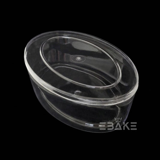650ml Oval Acrylic Dessert Box / Cake Tub With Lid - Large (19*12.5*5.5cm)