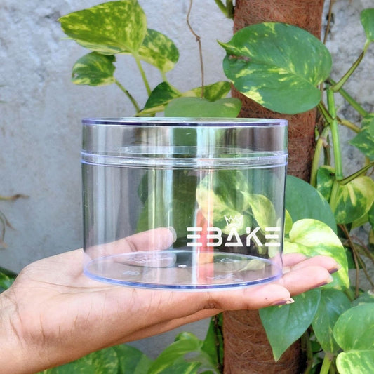 500ml Round Acrylic Dessert Box / Cake Tub (With Lid) Large 9.5x7.3cm