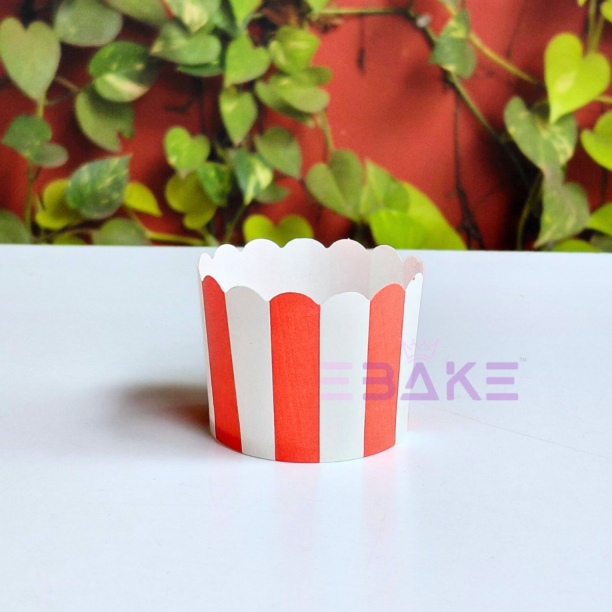 Printed Paper Muffin Cup - Set Of 50 Pieces (Red Stripes)