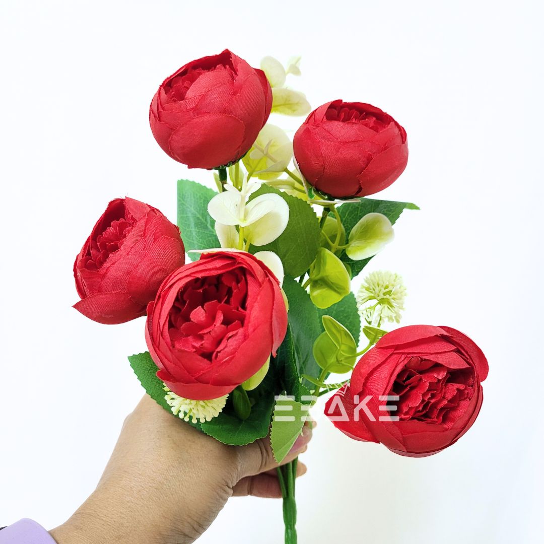 A1319 Red Peony Bunch (5 Peonies With Fillers)