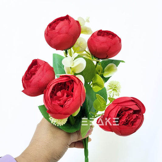 A1319 Red Peony Bunch (5 Peonies With Fillers)