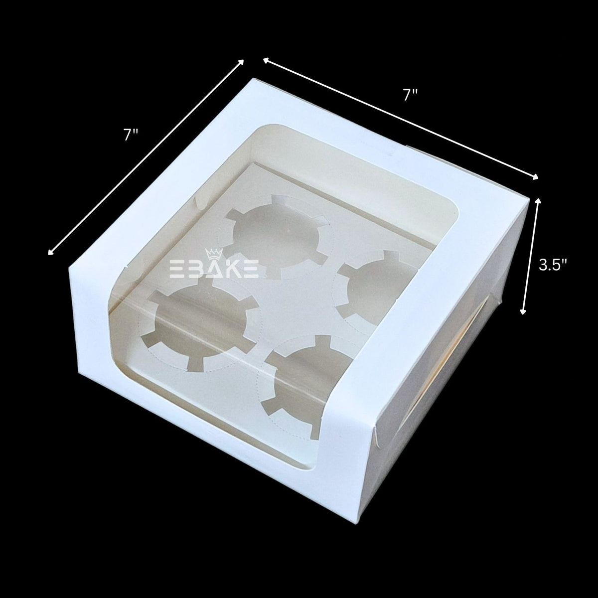 4 Pc Cupcake Box With Cavity White