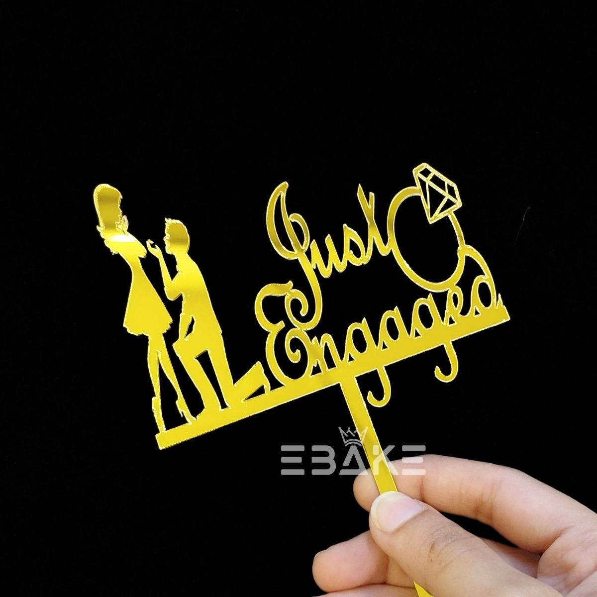 Just Engaged Cake Topper 4 Inch