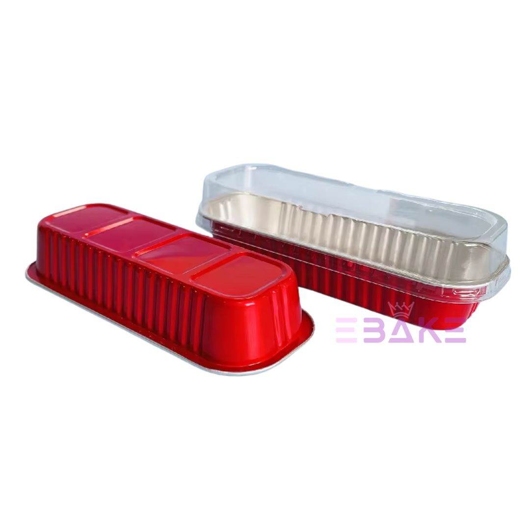 Red Aluminium Foil Mini Loaf Pans With Lids