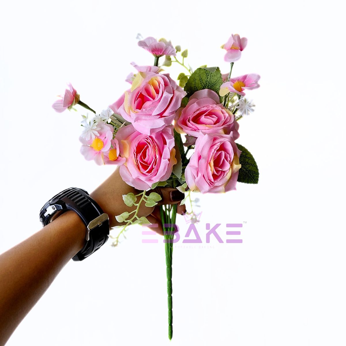 A1867 Pink Rose Bunch With Fillers (4 Roses & Fillers)