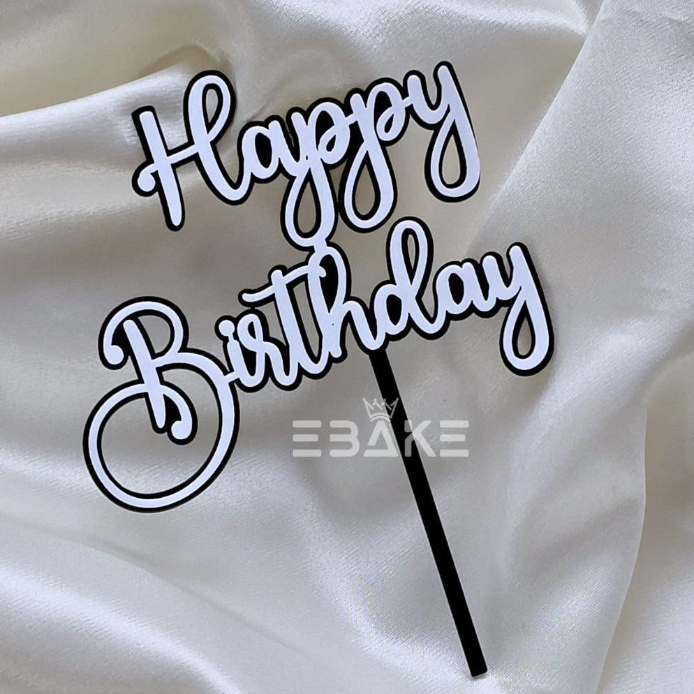 Happy Birthday Double Color Cake Topper