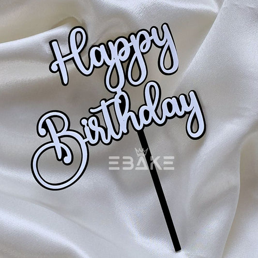 Happy Birthday Double Color Cake Topper