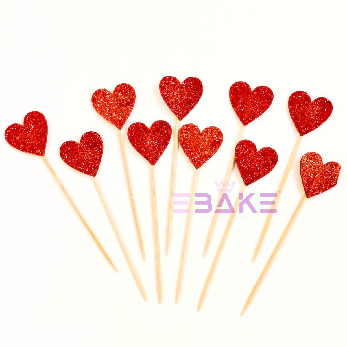 Heart Glitter Topper - Red